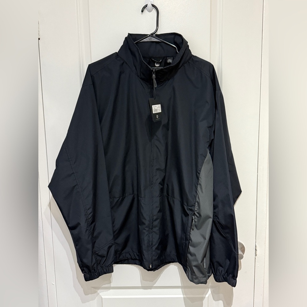 StormTech Men's Black and Gray Windbreaker with Hoodie
